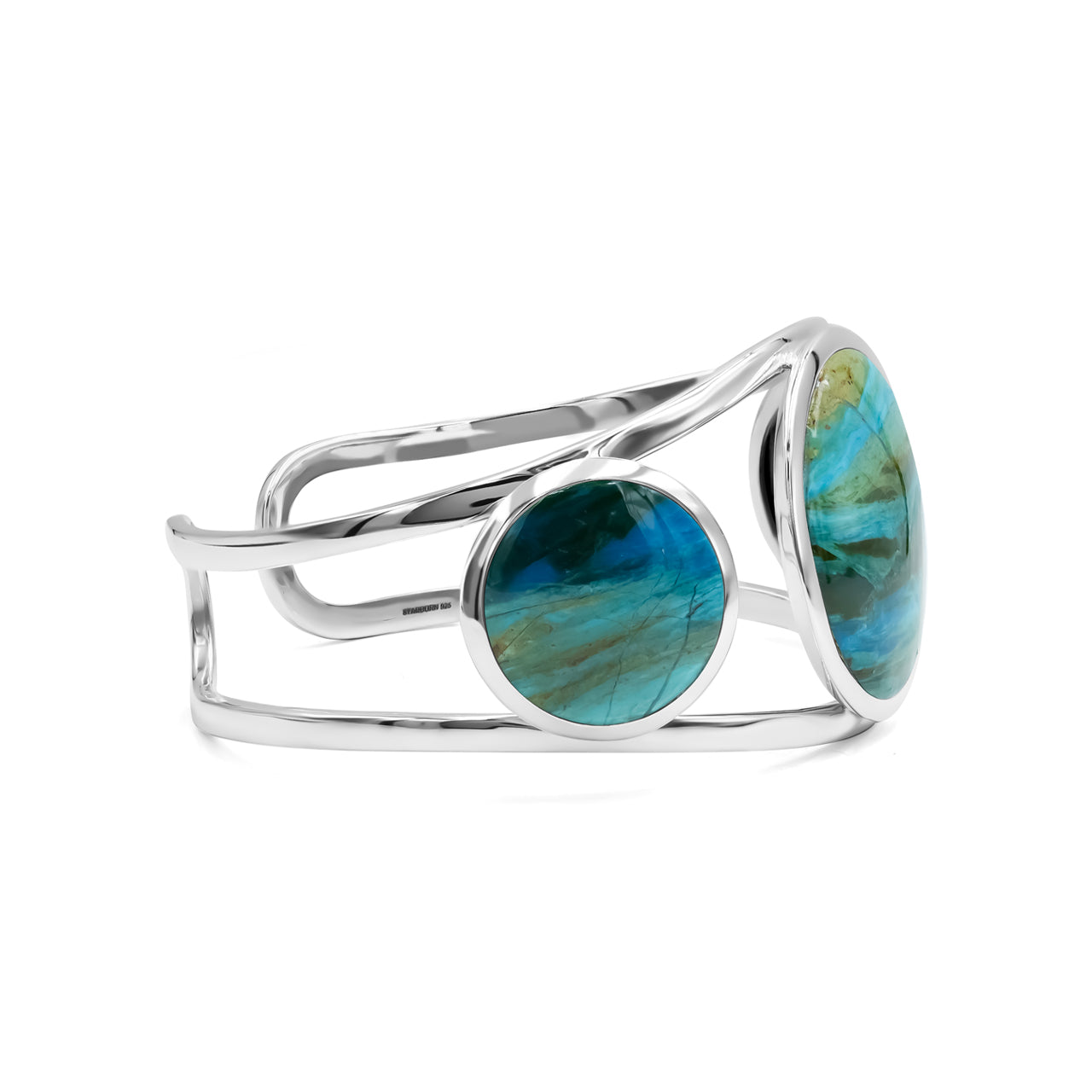 Starborn Cuff Bracelet Inlaid with Three Gemstones in Sterling Silver