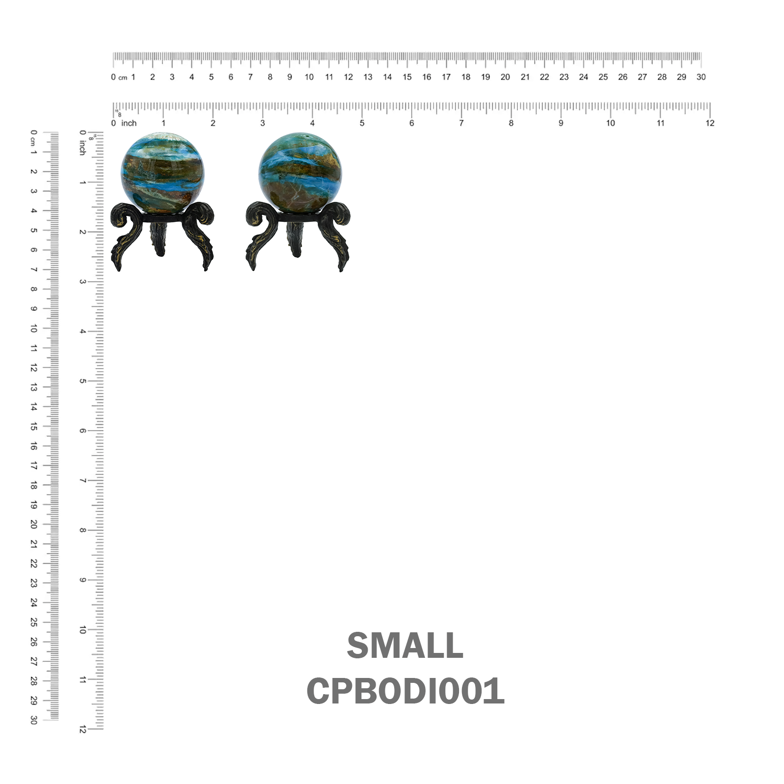 Starborn Peruvian Blue Opal Sphere Display with Brass Stand