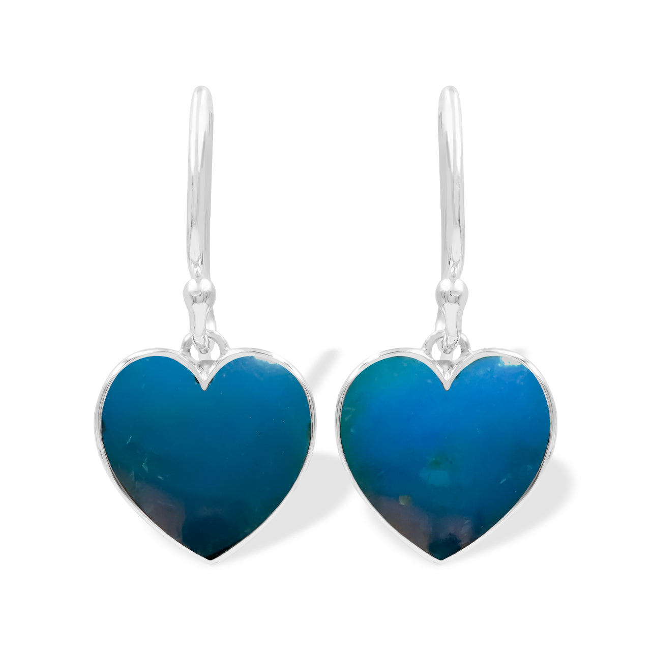 Starborn Peruvian Blue Opal Heart Earrings in Sterling Silver