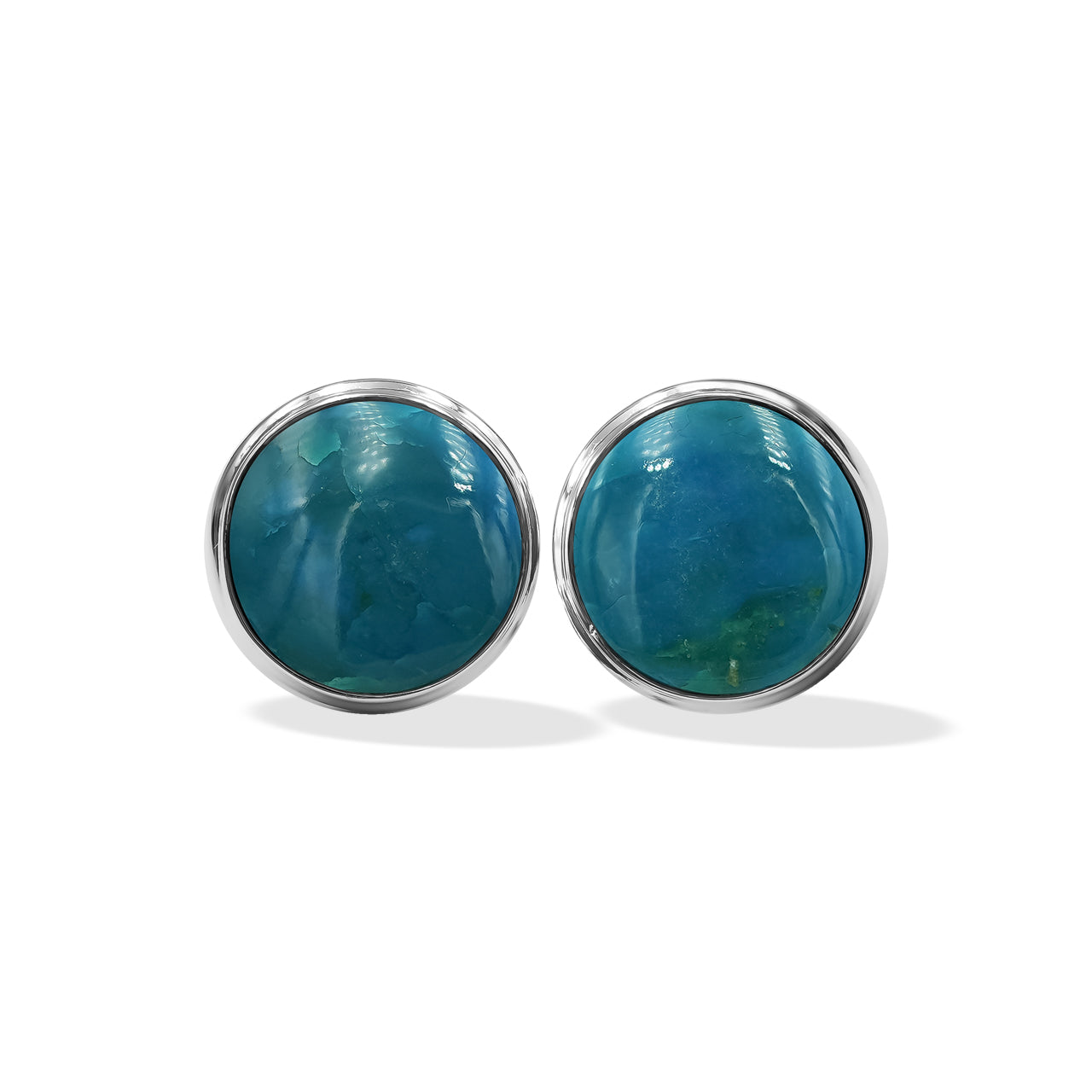 Aretes con forma de poste con engarce de bisel doble y redondos de piedras preciosas Starborn de 10 mm en plata de ley