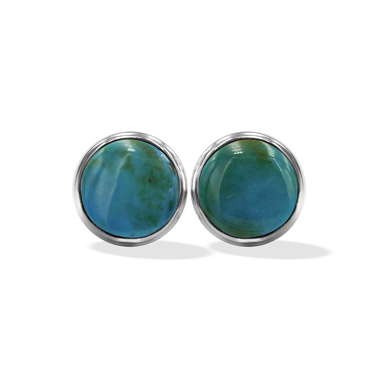 Aretes con forma de poste redondos de 12 mm con doble bisel de Starborn Gemstones en plata de ley