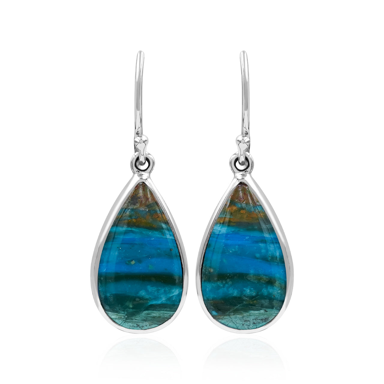 Starborn Peruvian Blue Opal Pear Earrings in Sterling Silver