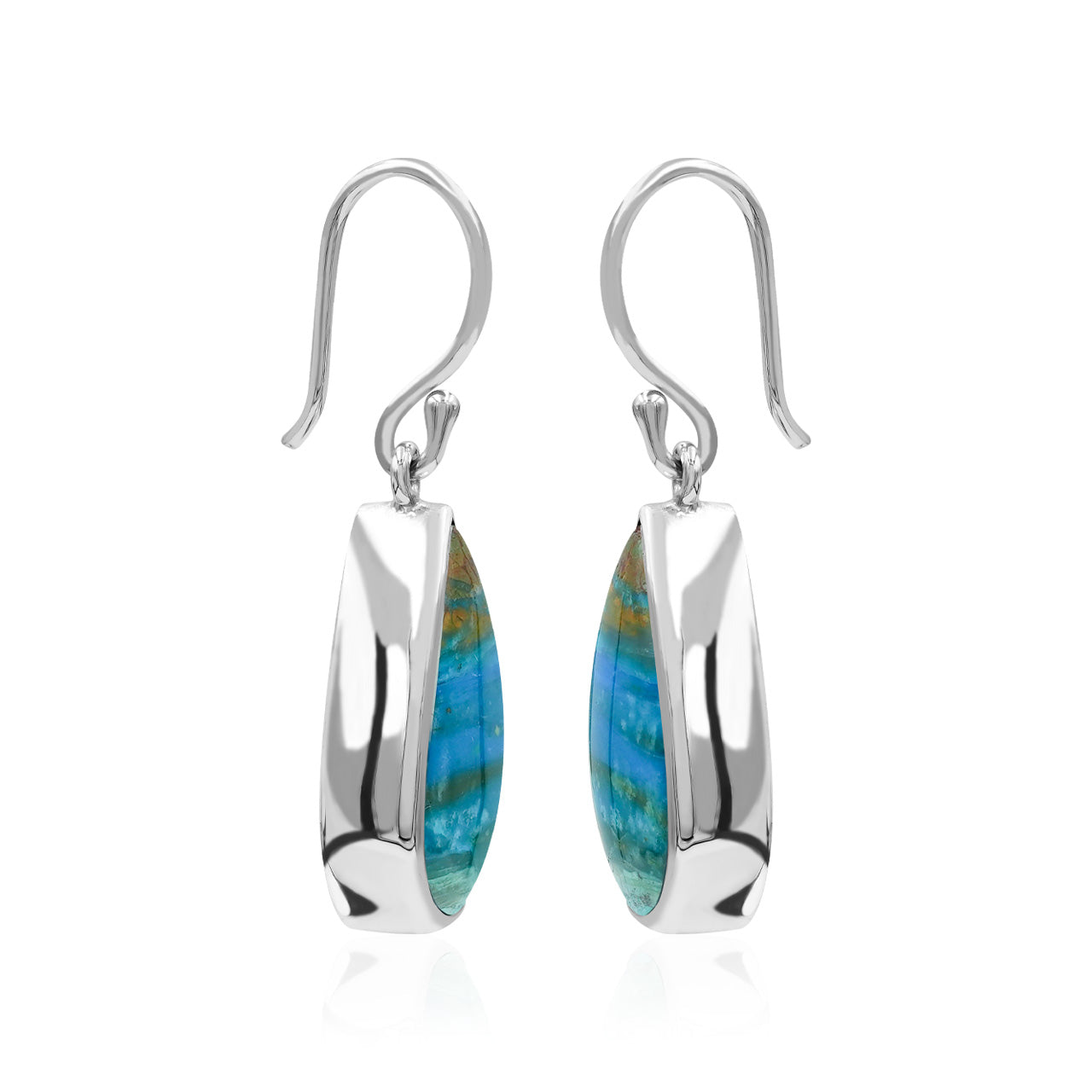 Starborn Peruvian Blue Opal Pear Earrings in Sterling Silver