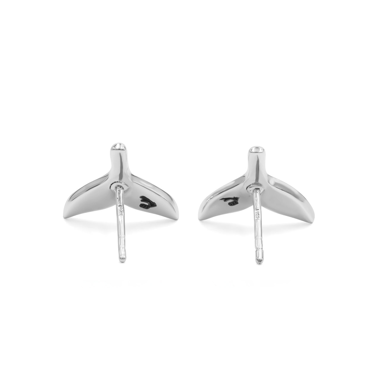 Starborn Whale Tail Gemstone Inlay Post Earrings in Sterling Silver - Extra Small
