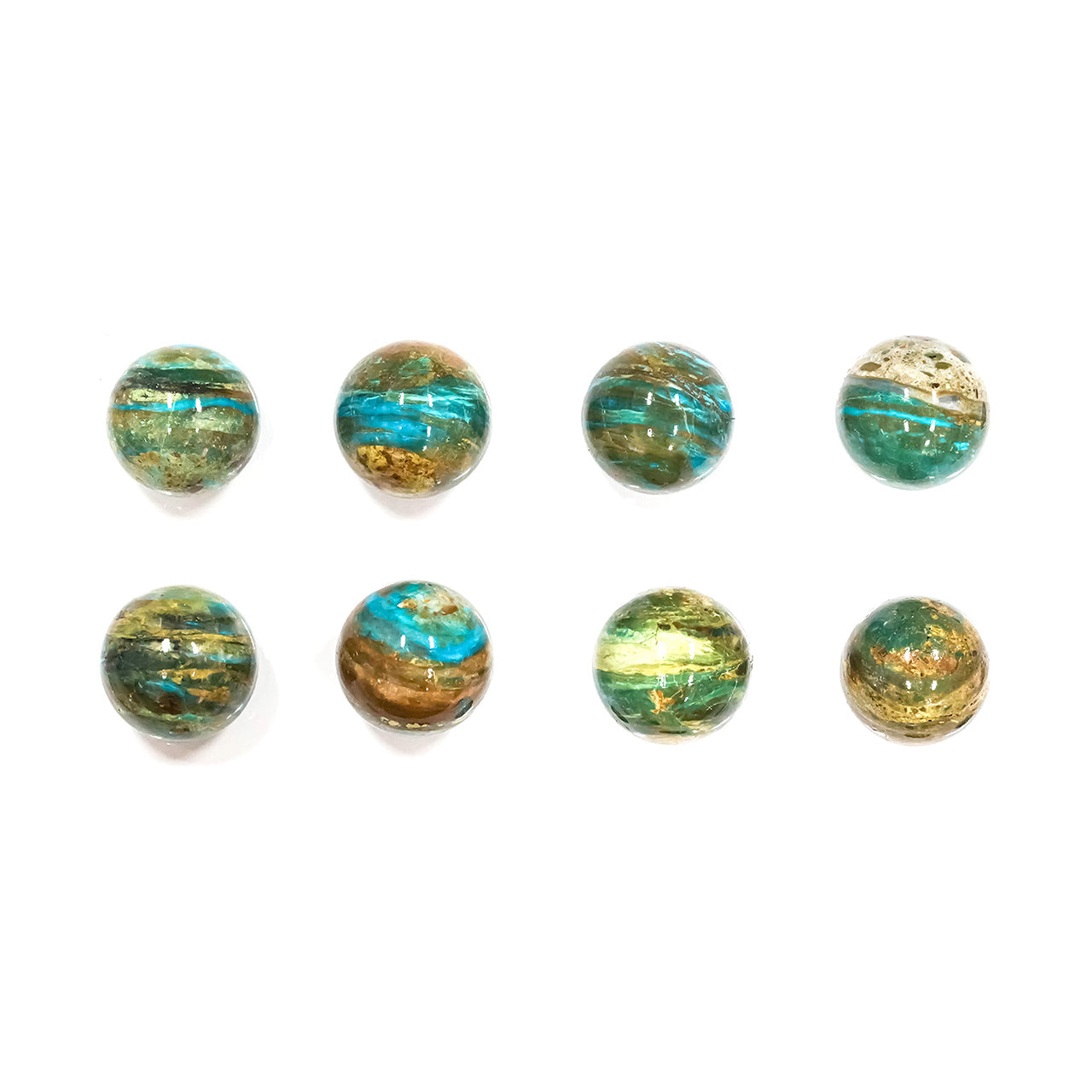 Starborn Polished Peruvian Blue Opal Sphere 500 Grams - 8 Pieces