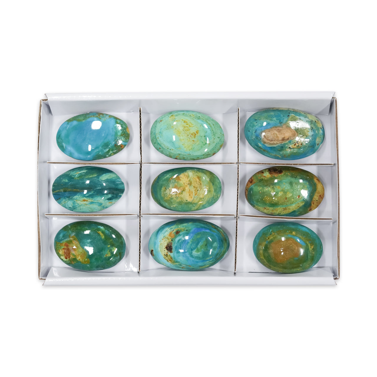 Peruvian Blue Opal Palm Stones 300 grams - 9 pcs