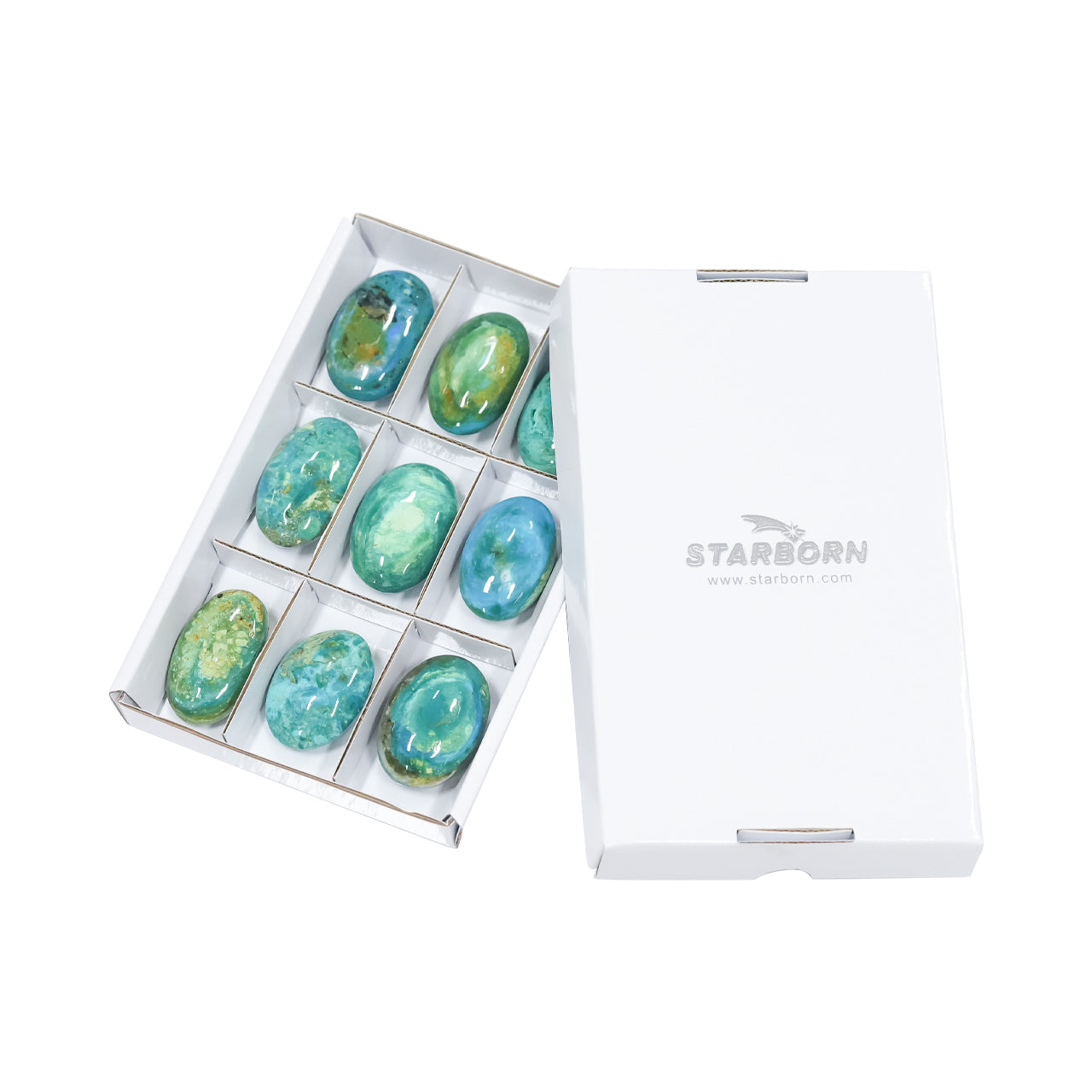 Peruvian Blue Opal Palm Stones 300 grams - 9 pcs
