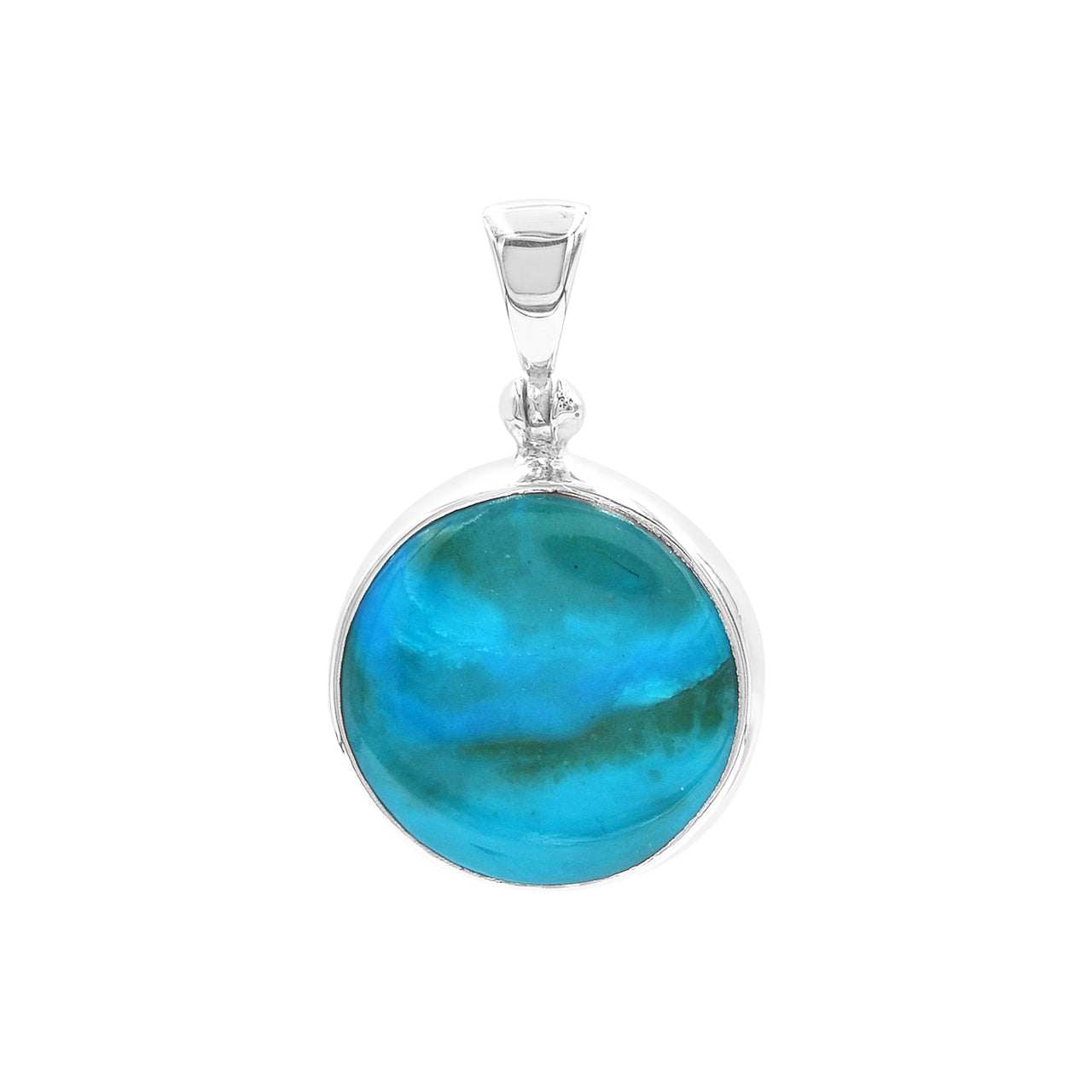 Starborn runder Anhänger aus peruanischem blauem Opal in Sterlingsilber