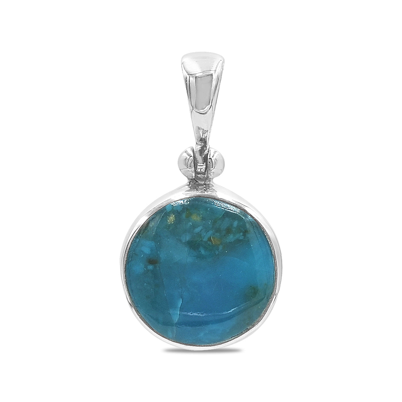 Starborn runder Anhänger aus peruanischem blauem Opal in Sterlingsilber