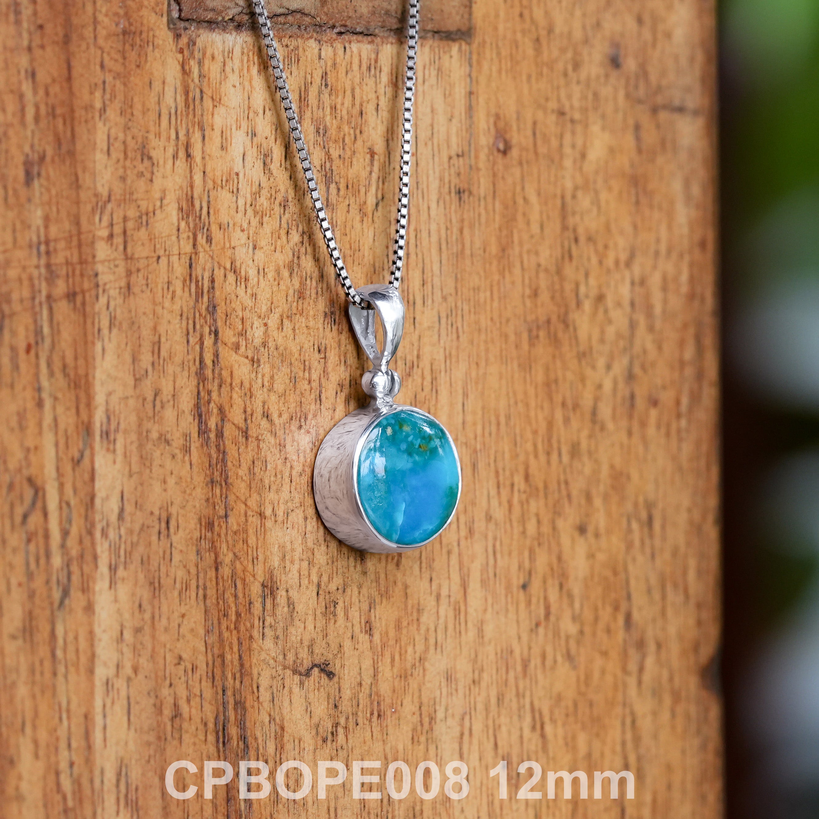 Starborn runder Anhänger aus peruanischem blauem Opal in Sterlingsilber