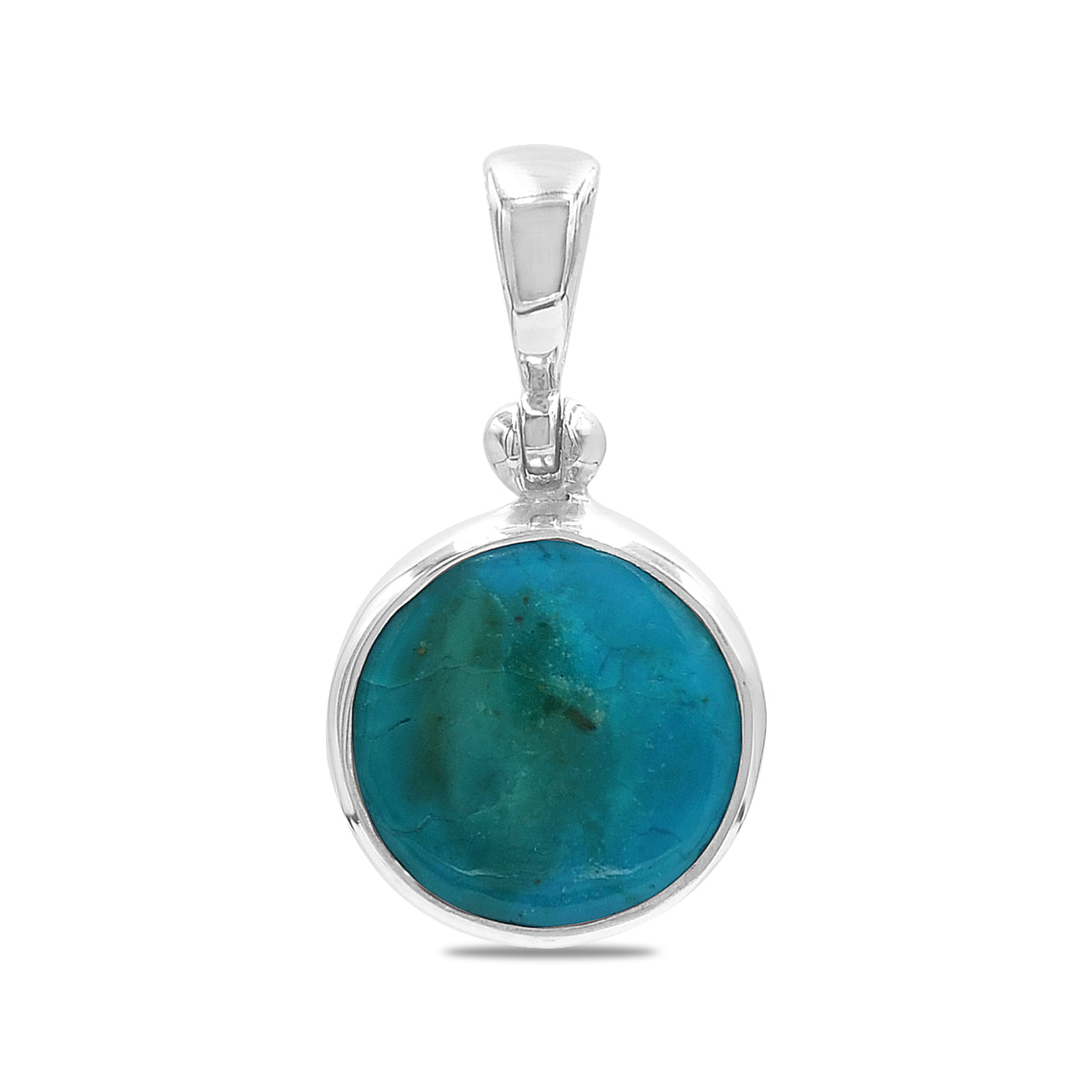 Starborn runder Anhänger aus peruanischem blauem Opal in Sterlingsilber