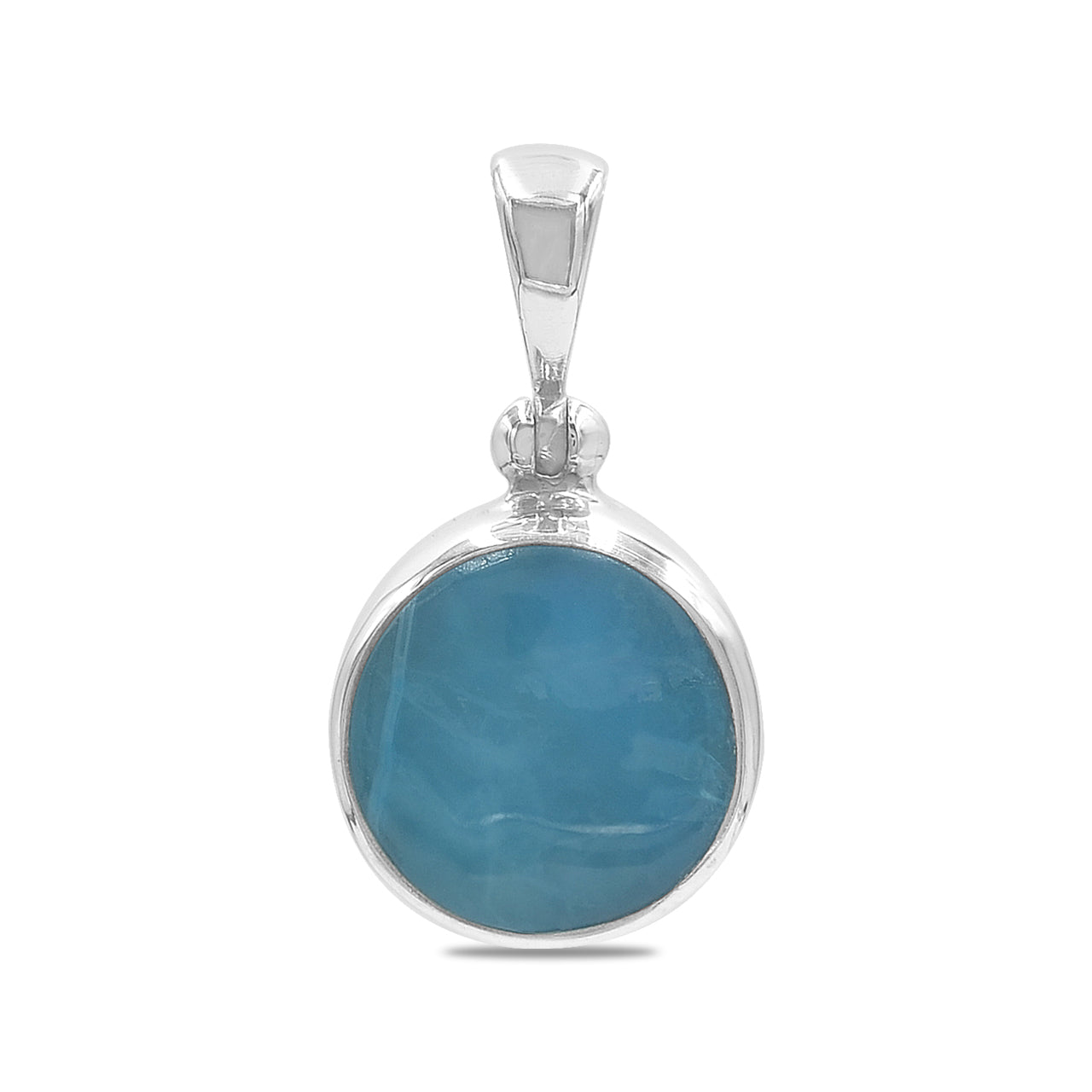 Starborn runder Anhänger aus peruanischem blauem Opal in Sterlingsilber
