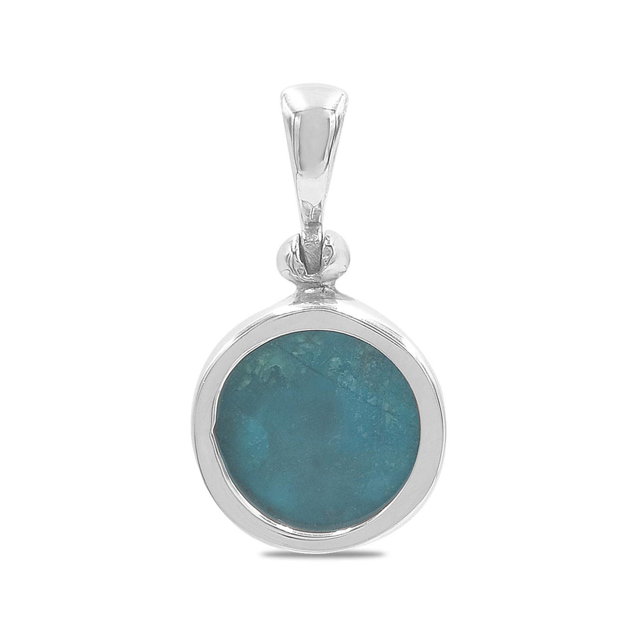 Starborn runder Anhänger aus peruanischem blauem Opal in Sterlingsilber