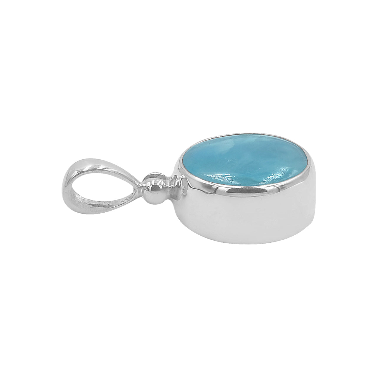 Starborn runder Anhänger aus peruanischem blauem Opal in Sterlingsilber