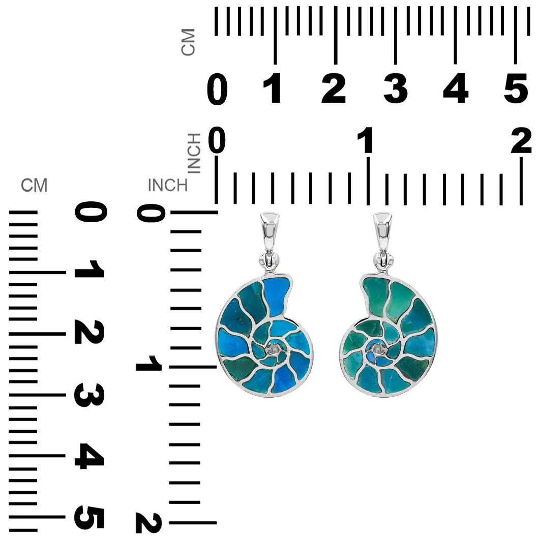 Starborn Gemstones Inlay Nautilus Ammonit Anhänger in Sterling Silber