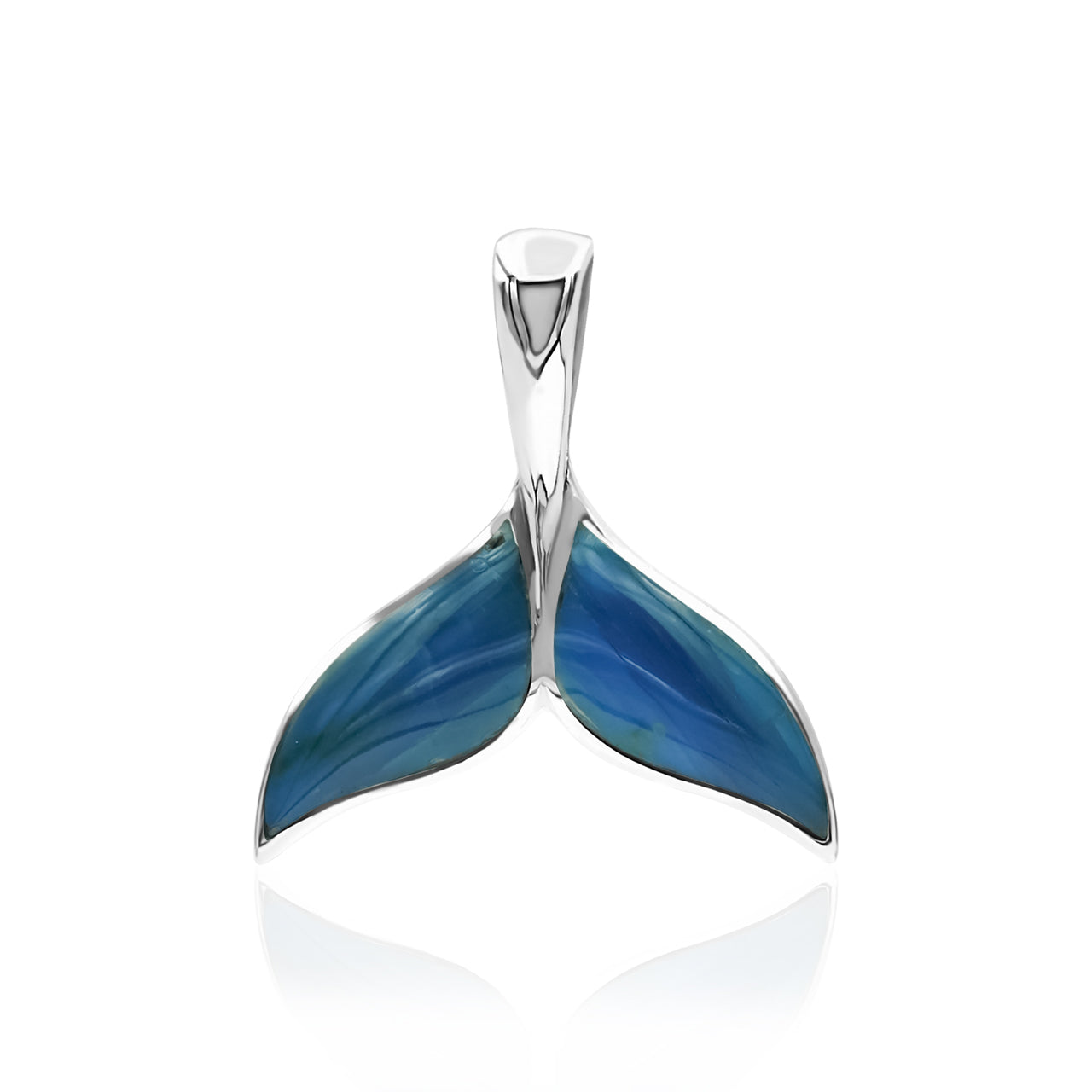 Starborn Peruvian Blue Opal Whale Tail Pendant in Sterling Silver