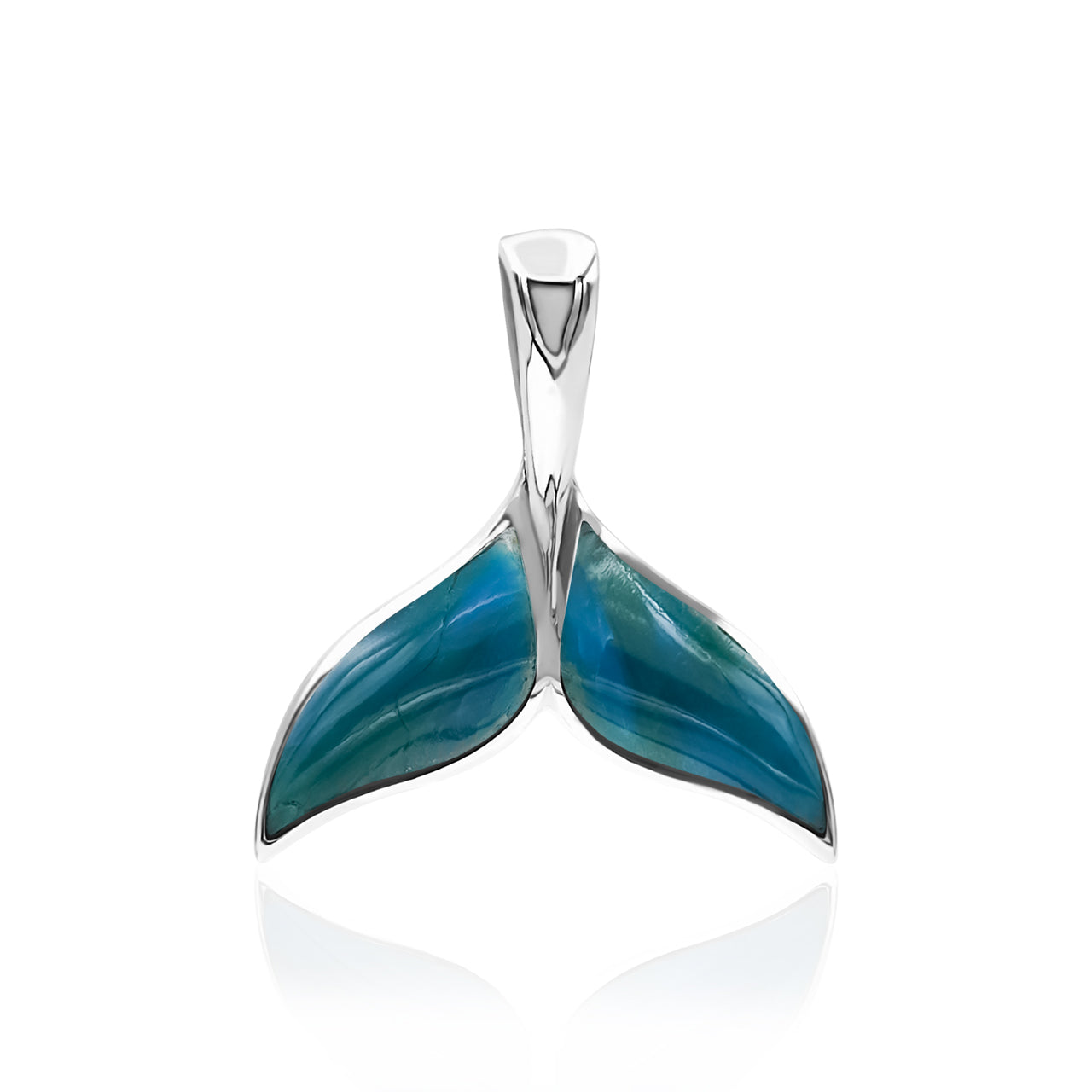Starborn Peruvian Blue Opal Whale Tail Pendant in Sterling Silver