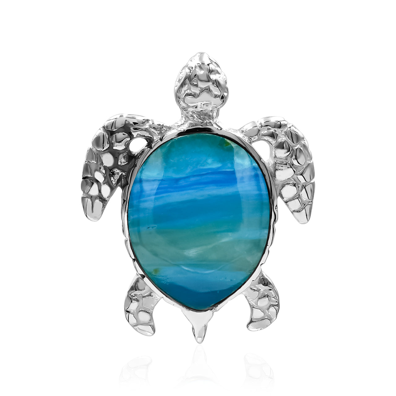 Starborn Peruvian Blue Opal Sea Turtle Pendant in Sterling Silver