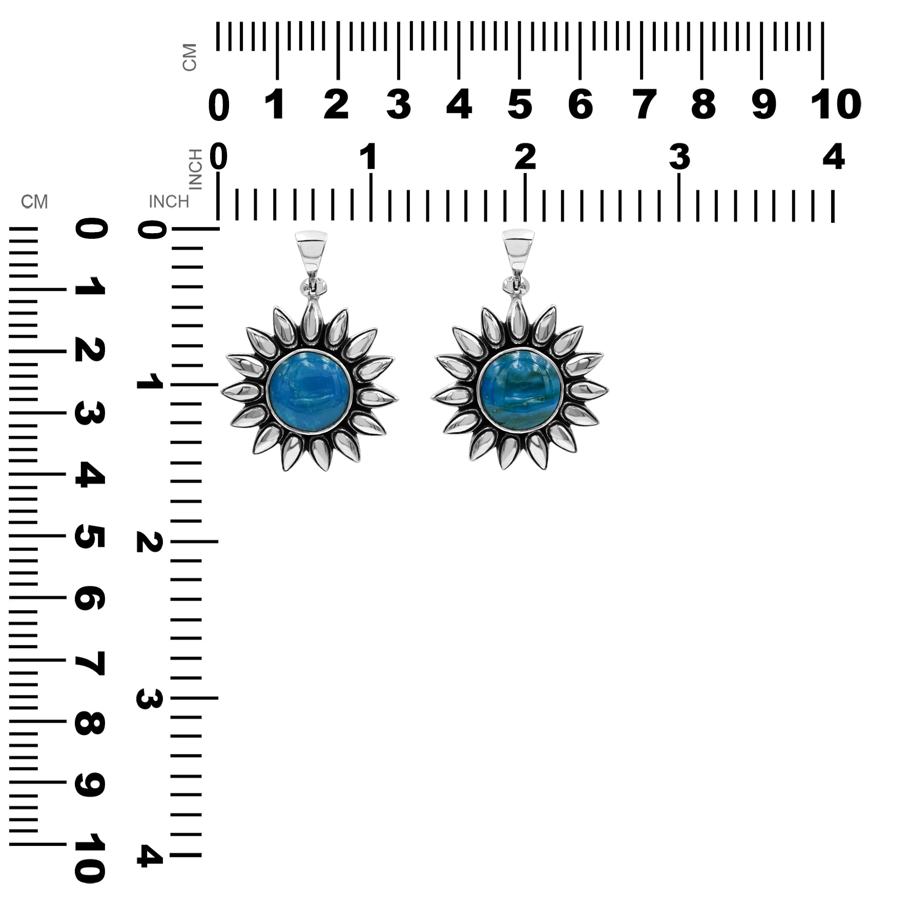 Starborn Peruvian Blue Opal Sunflower Pendant in Fine Sterling Silver