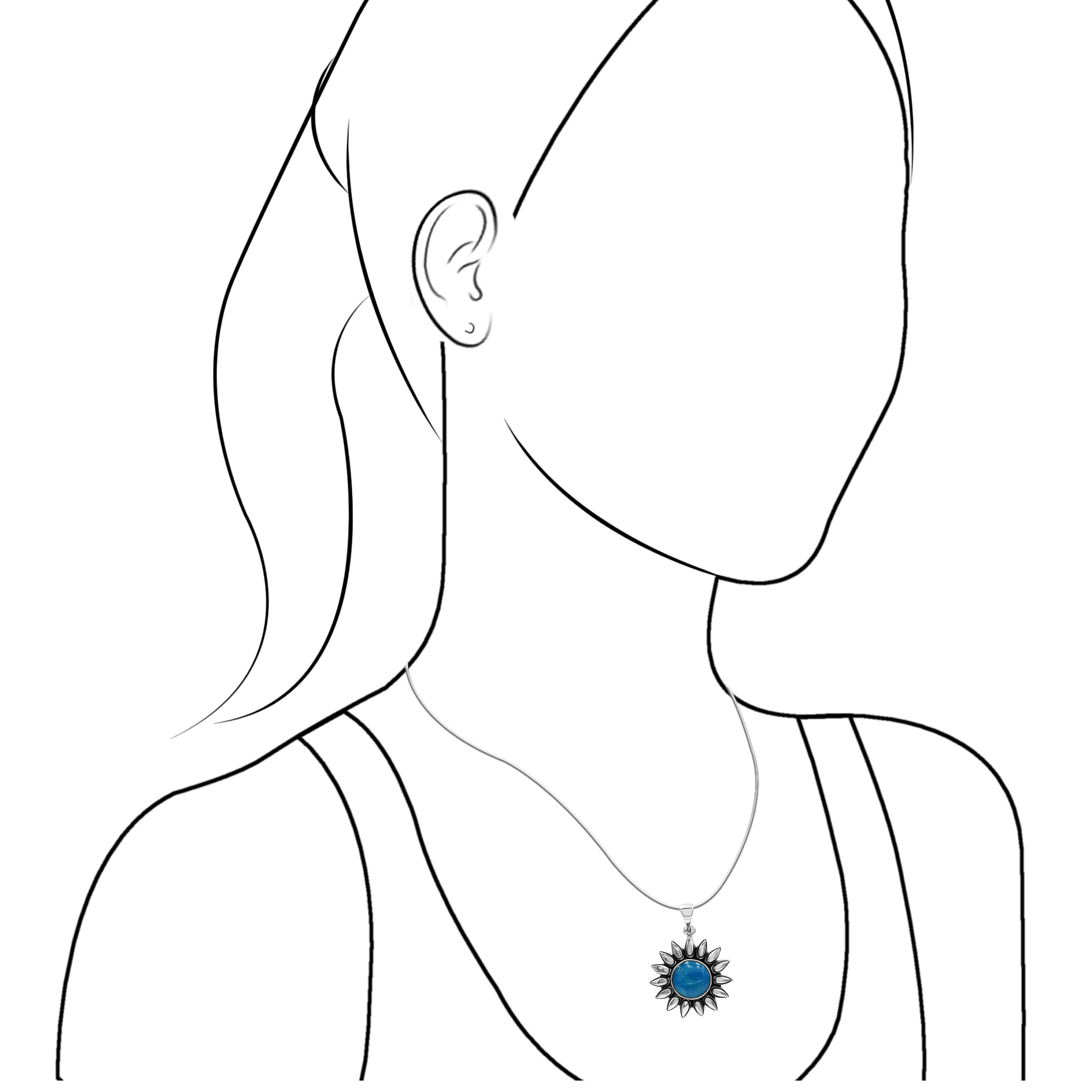 Starborn Peruvian Blue Opal Sunflower Pendant in Sterling Silver