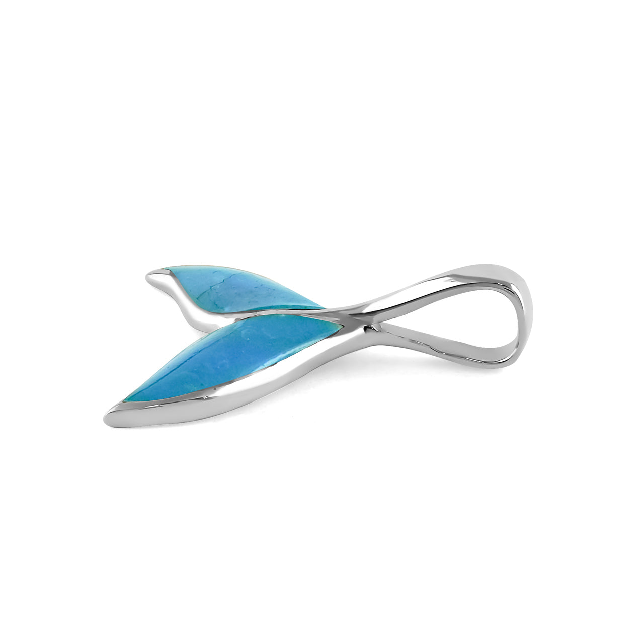 Starborn Peruvian Blue Opal Whale Tail Pendant in Sterling Silver