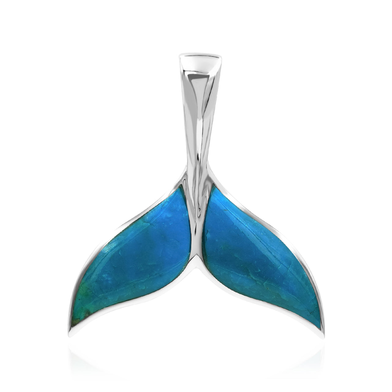 Starborn Peruvian Blue Opal Whale Tail Pendant in Sterling Silver