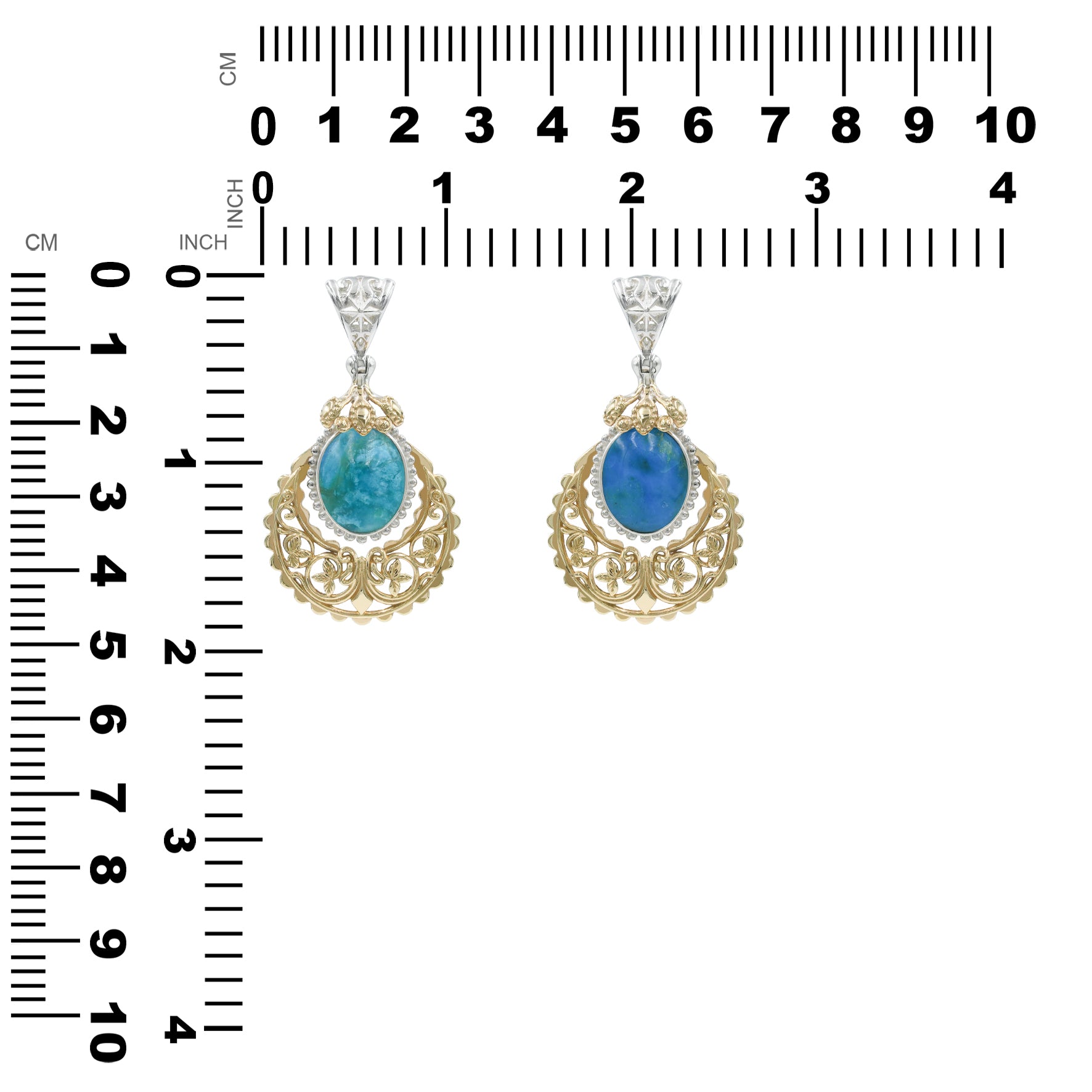 Starborn Peruanischer Blauer Opal Blumen-Filigran-Rollwerk-Anhänger in Sterlingsilber & Nordic Gold