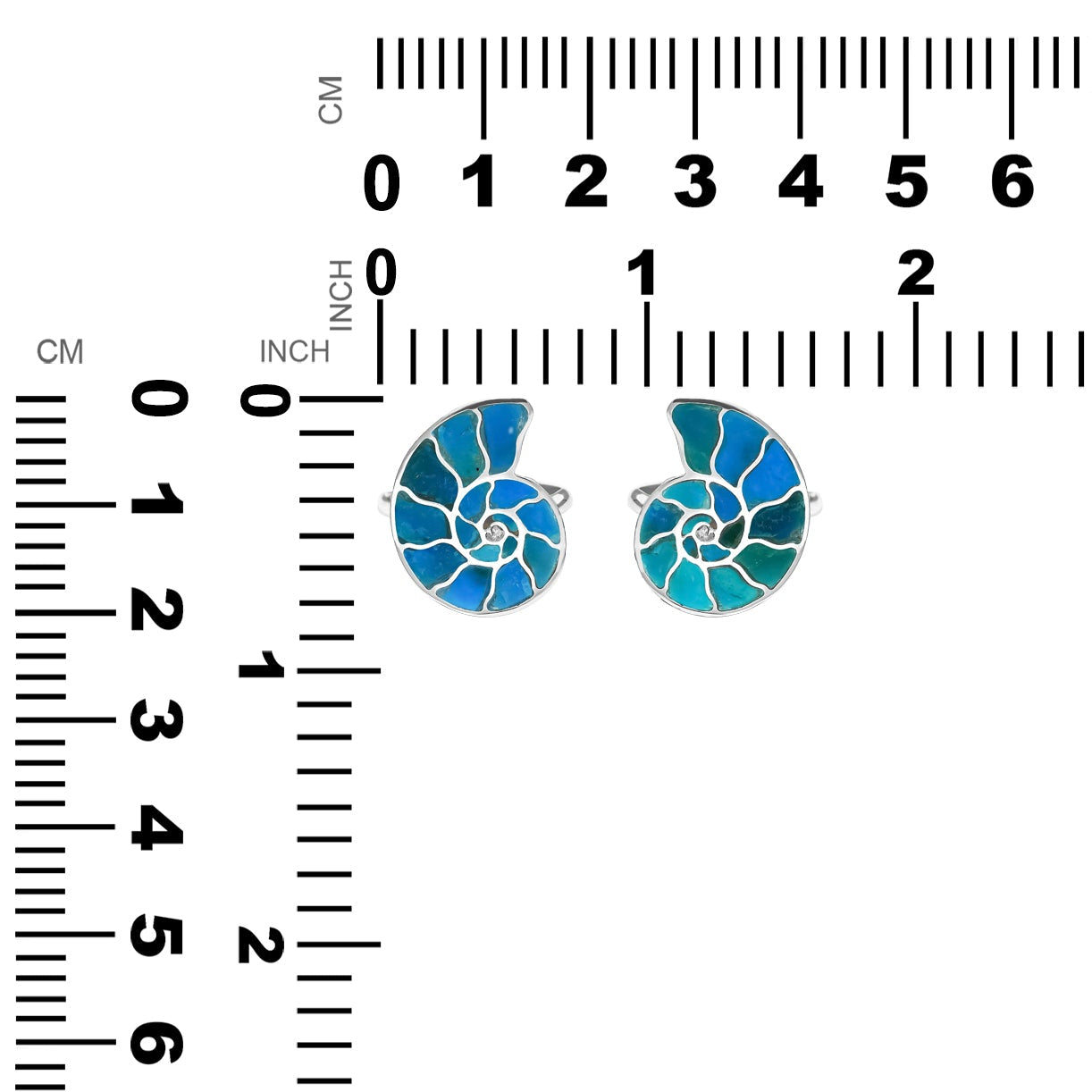 Starborn Ammonite Inlay Peruvian Blue Opal Ring in Sterling Silver