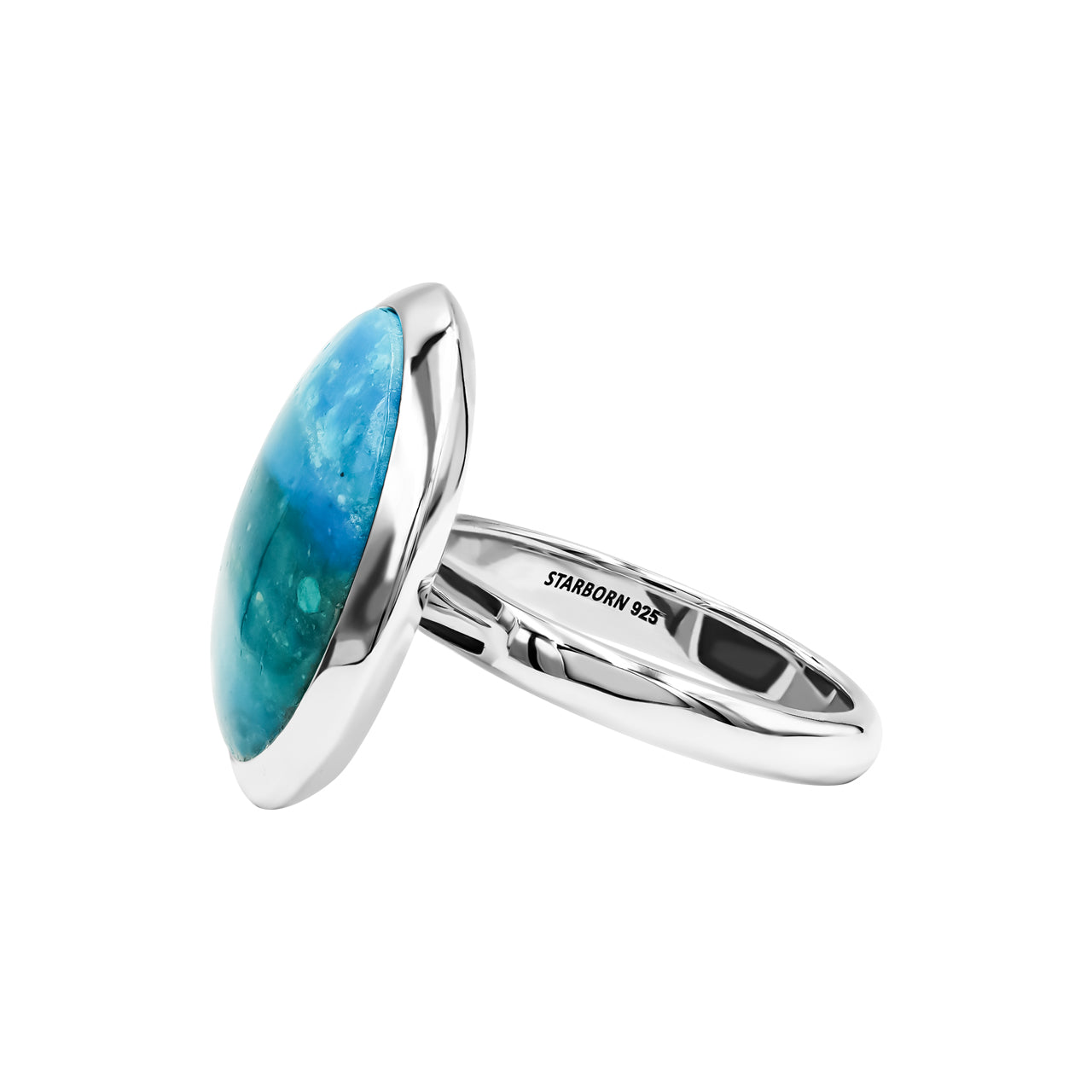 Starborn Peruvian Blue Opal Medallion Style Ring in Sterling Silver