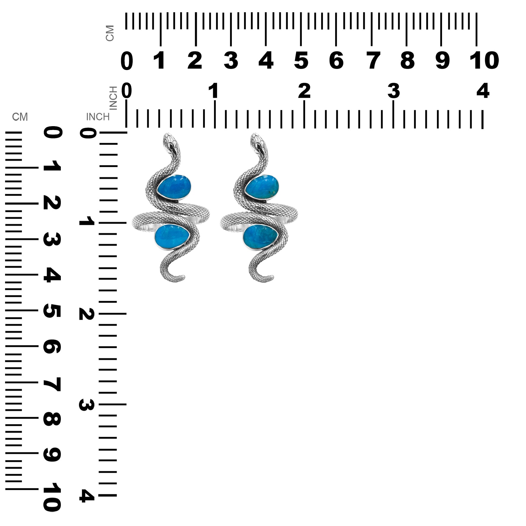 Starborn Colied Snake Ring with Dual Peruvian Blue Opal in Sterling Silver