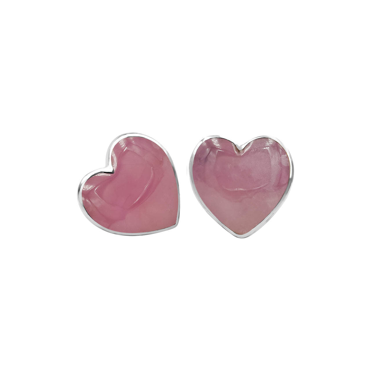Starborn Heart Pink Cobalto Calcite Post Style Earrings in Sterling Silver