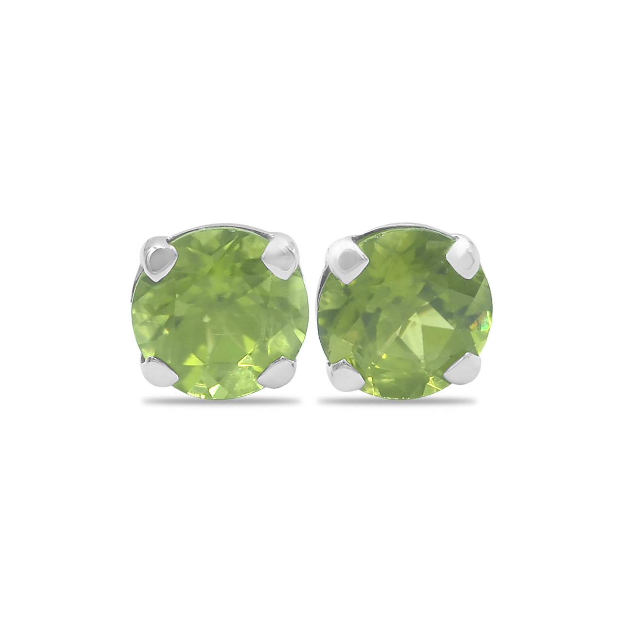 Starborn Peridot Faceted Round Post Style Earrings in Sterling Silver