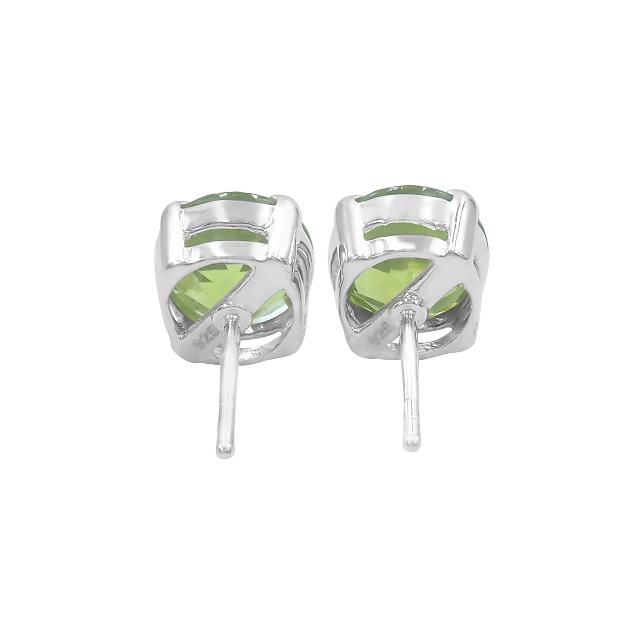 Starborn Peridot Faceted Round Post Style Earrings in Sterling Silver
