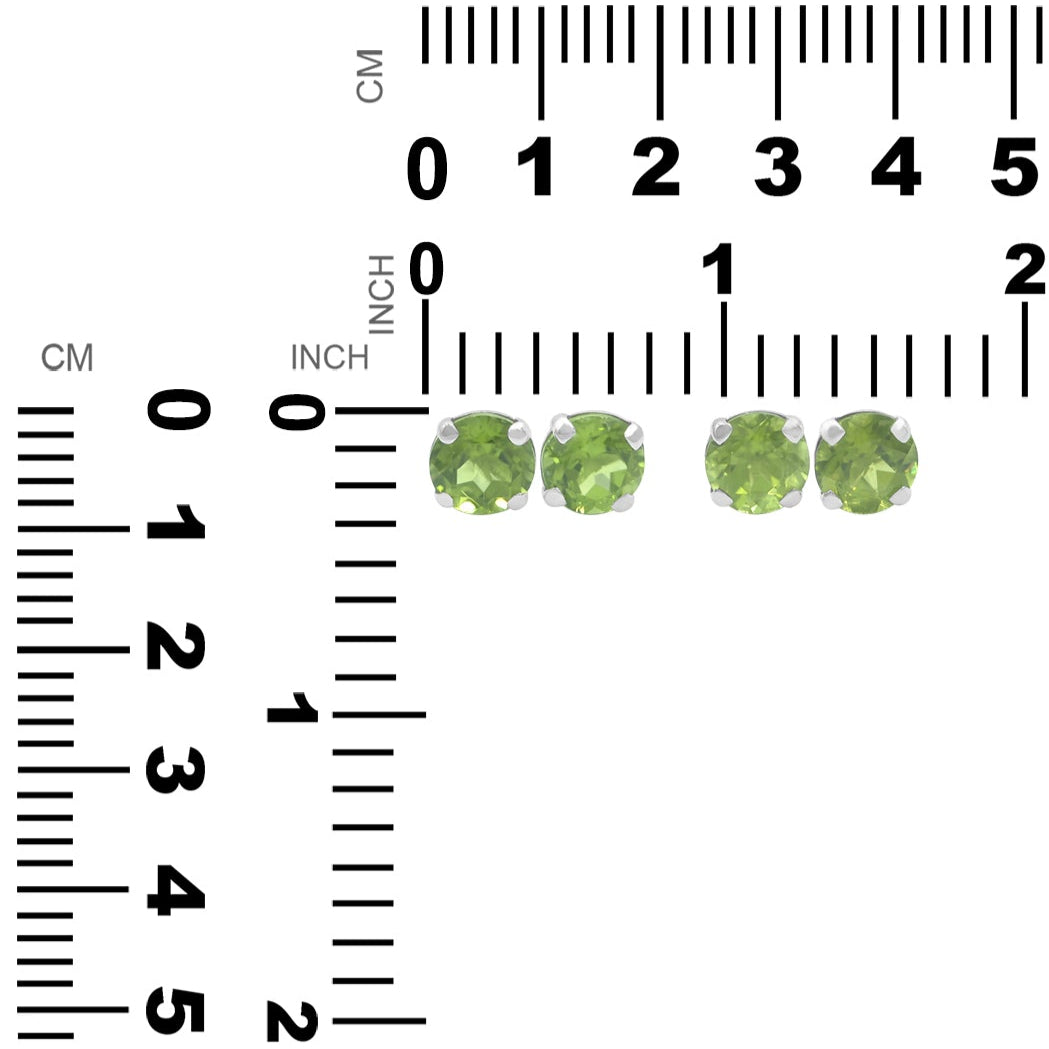 Starborn Peridot Faceted Round Post Style Earrings in Sterling Silver