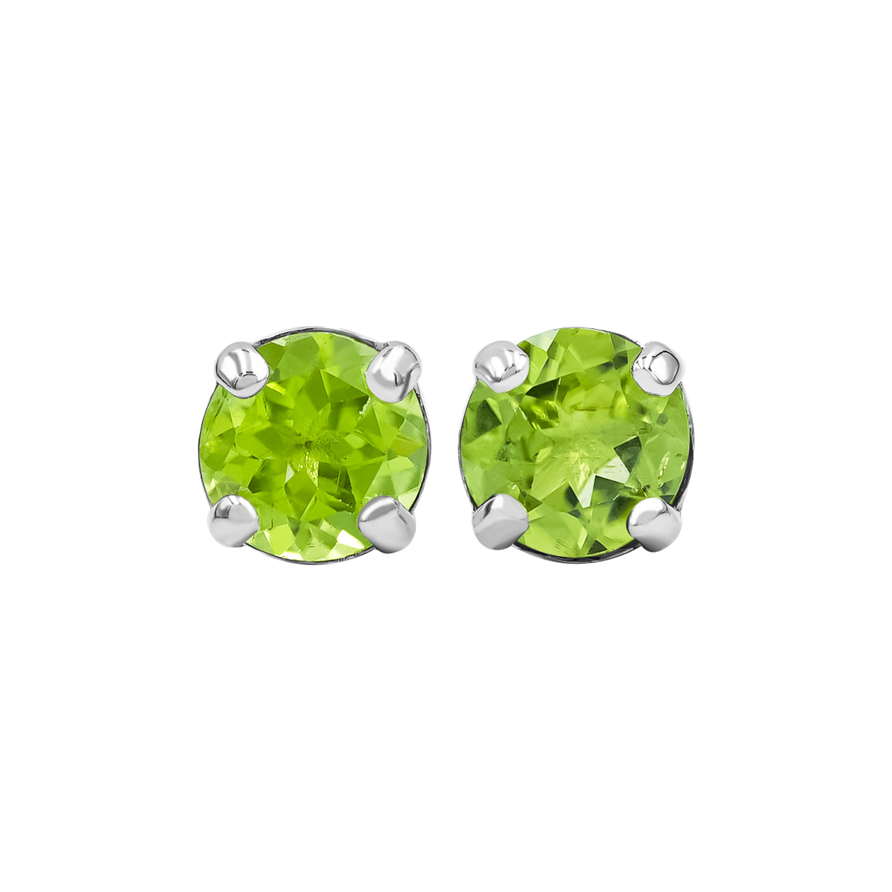 Starborn Peridot Faceted Round Post Style Earrings in Sterling Silver