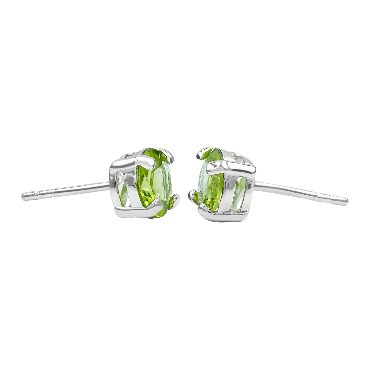 Starborn Peridot Faceted Round Post Style Earrings in Sterling Silver