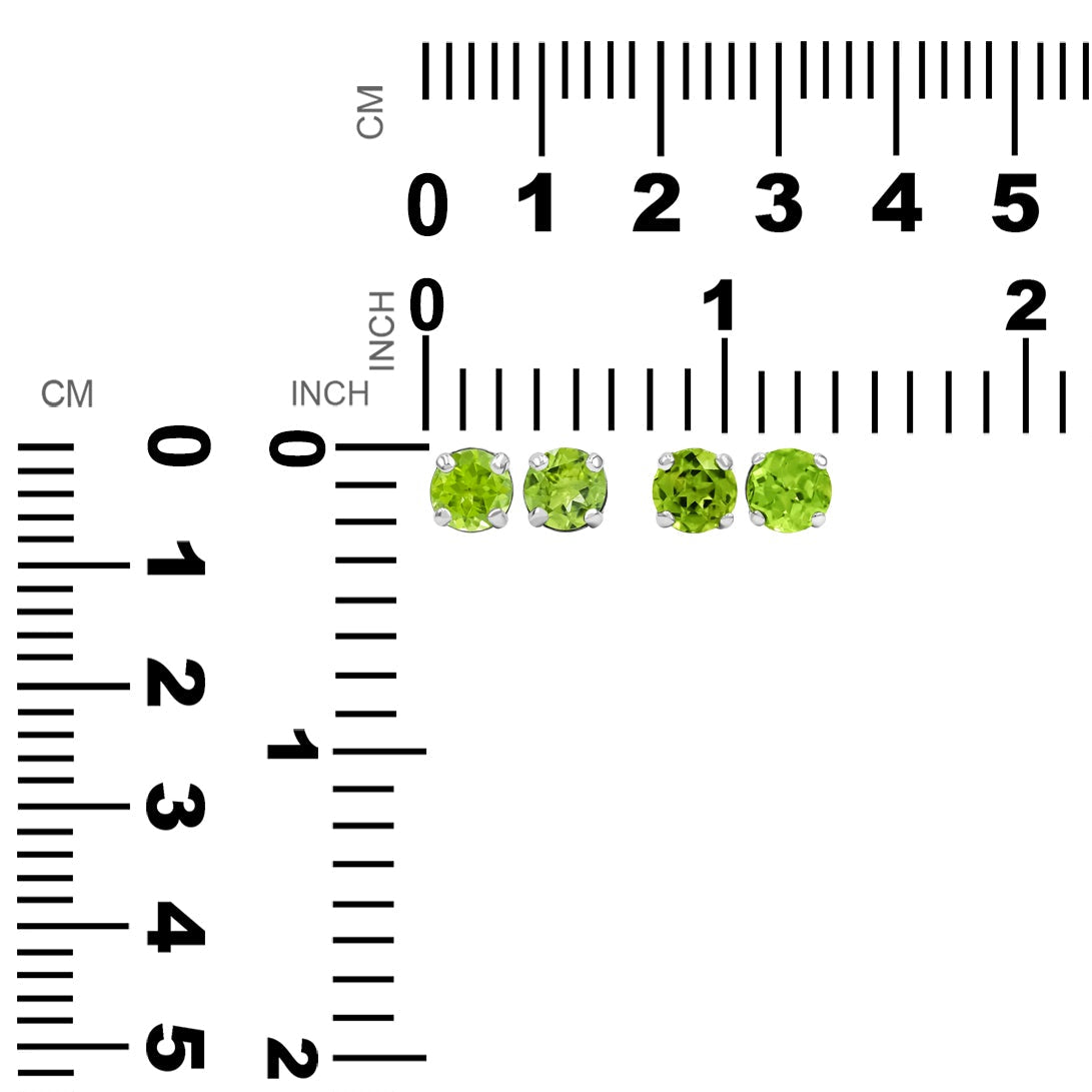 Starborn Peridot Faceted Round Post Style Earrings in Sterling Silver