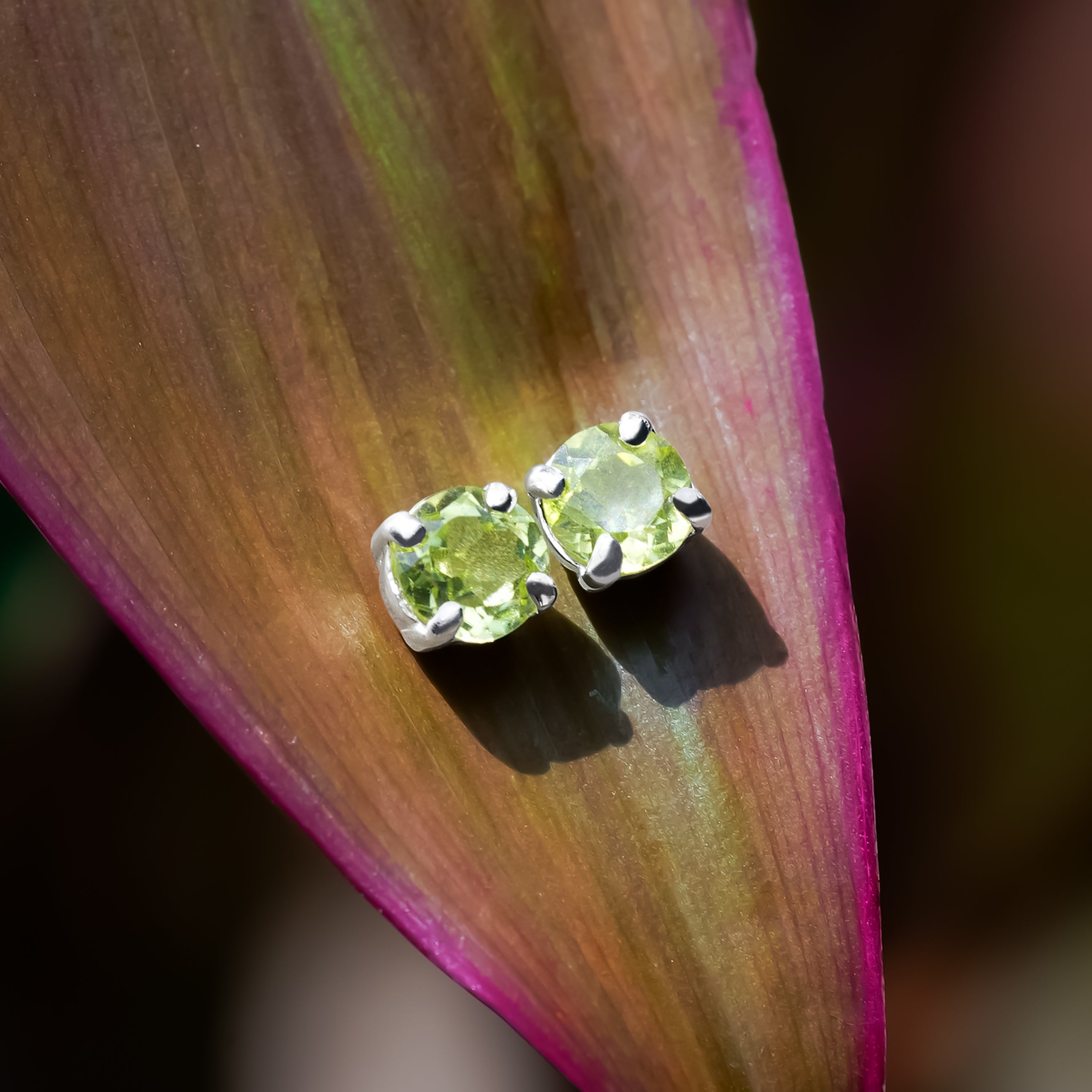 Starborn Peridot Faceted Round Post Style Earrings in Sterling Silver