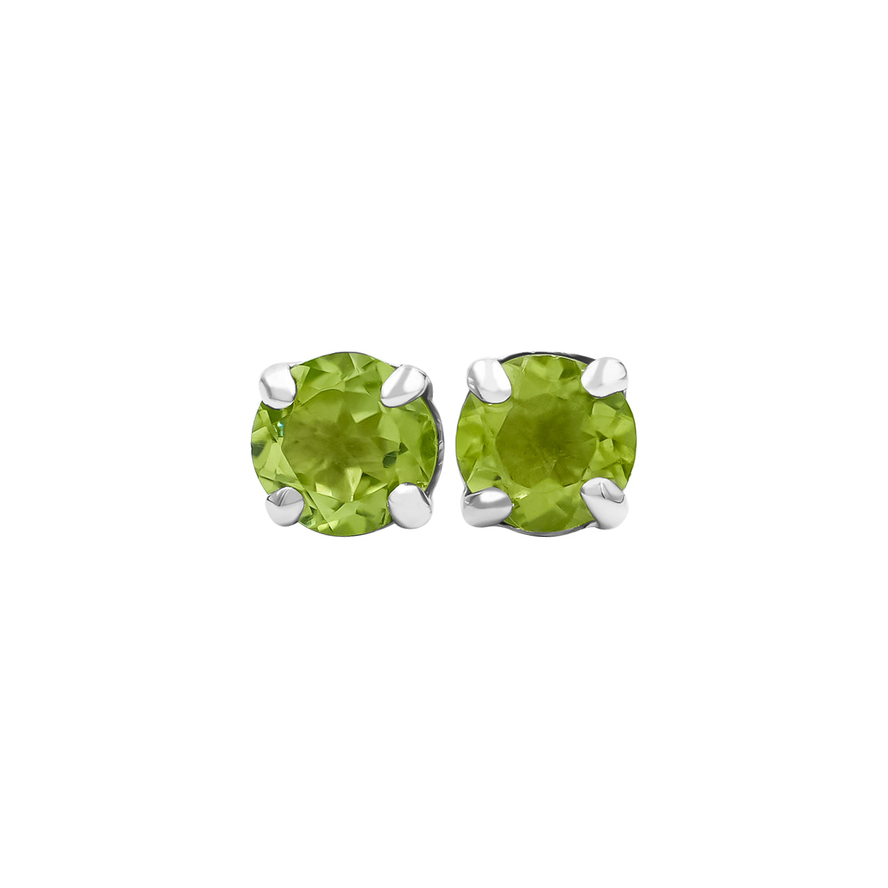 Peridot round faceted 5 mm post style earring