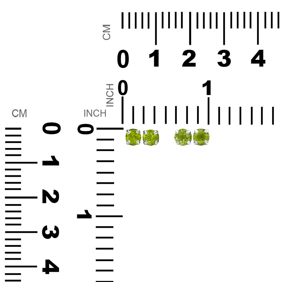 Starborn Peridot Faceted Round Post Style Earrings in Sterling Silver