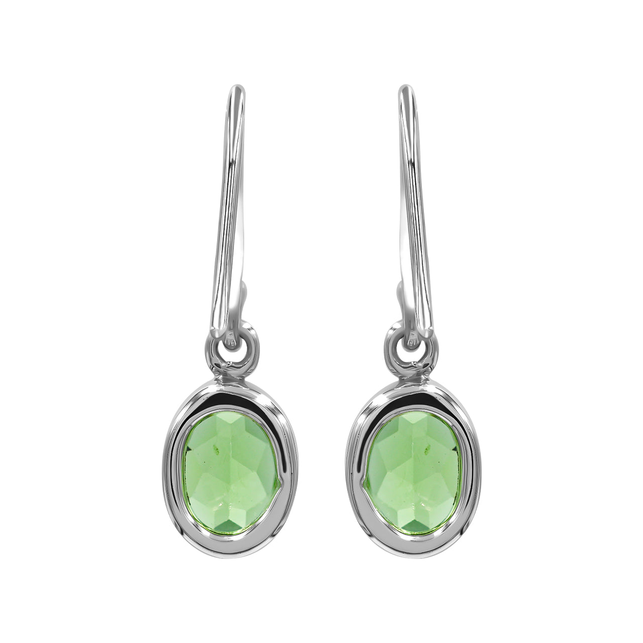 Peridot Oval Faceted Dangle Earrings
