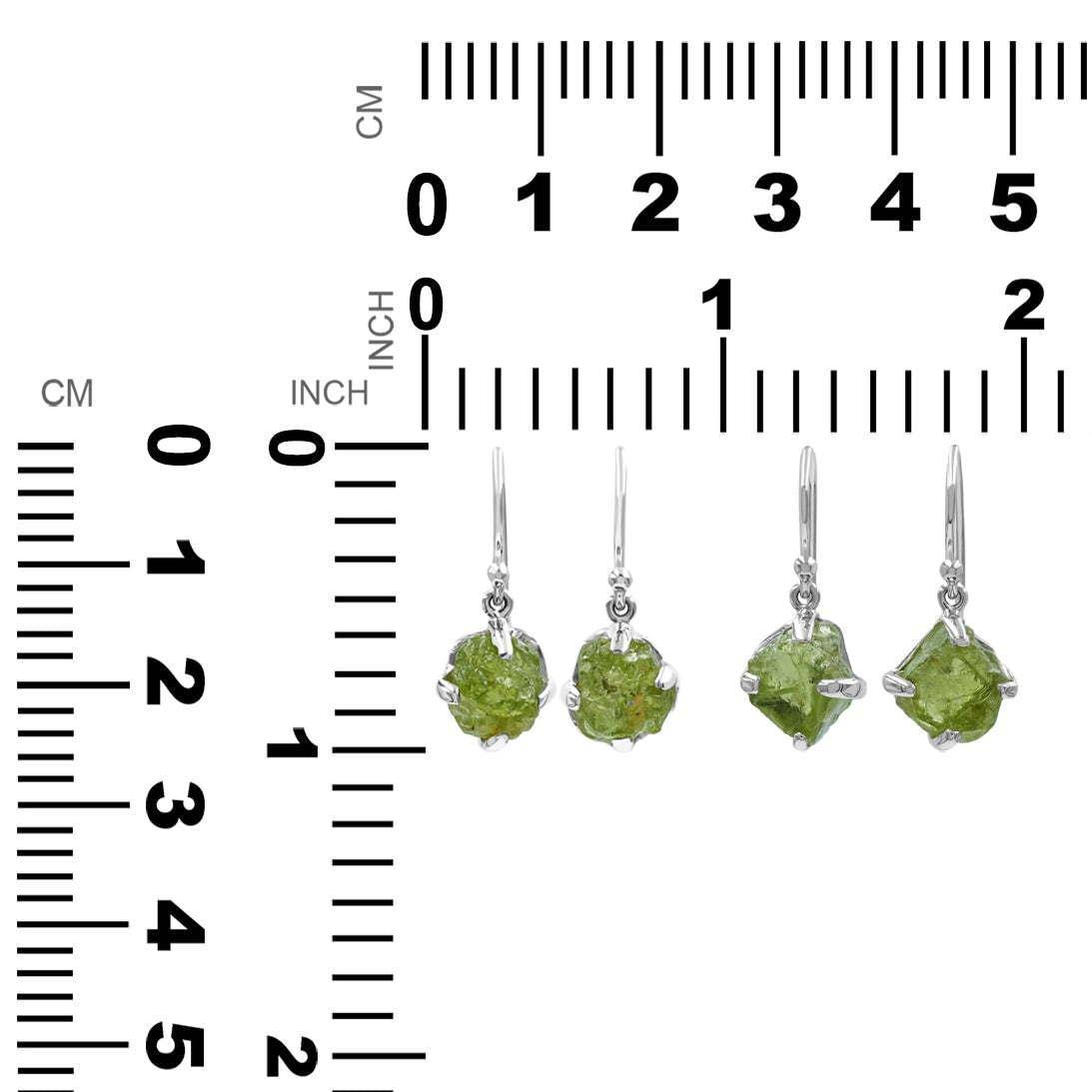 Arizona Peridot Rough Earrings in Sterling Silver