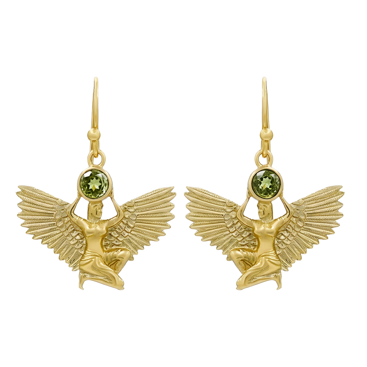 Starborn Faceted Peridot Isis Earring in Nordic Gold