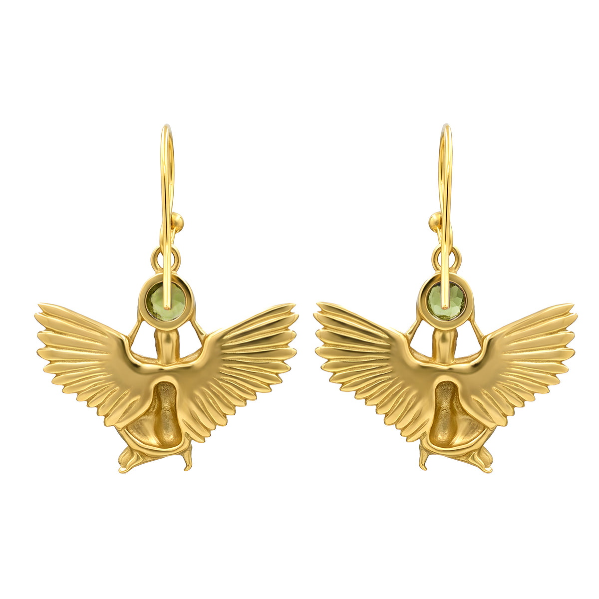 Starborn Faceted Peridot Isis Earring in Nordic Gold