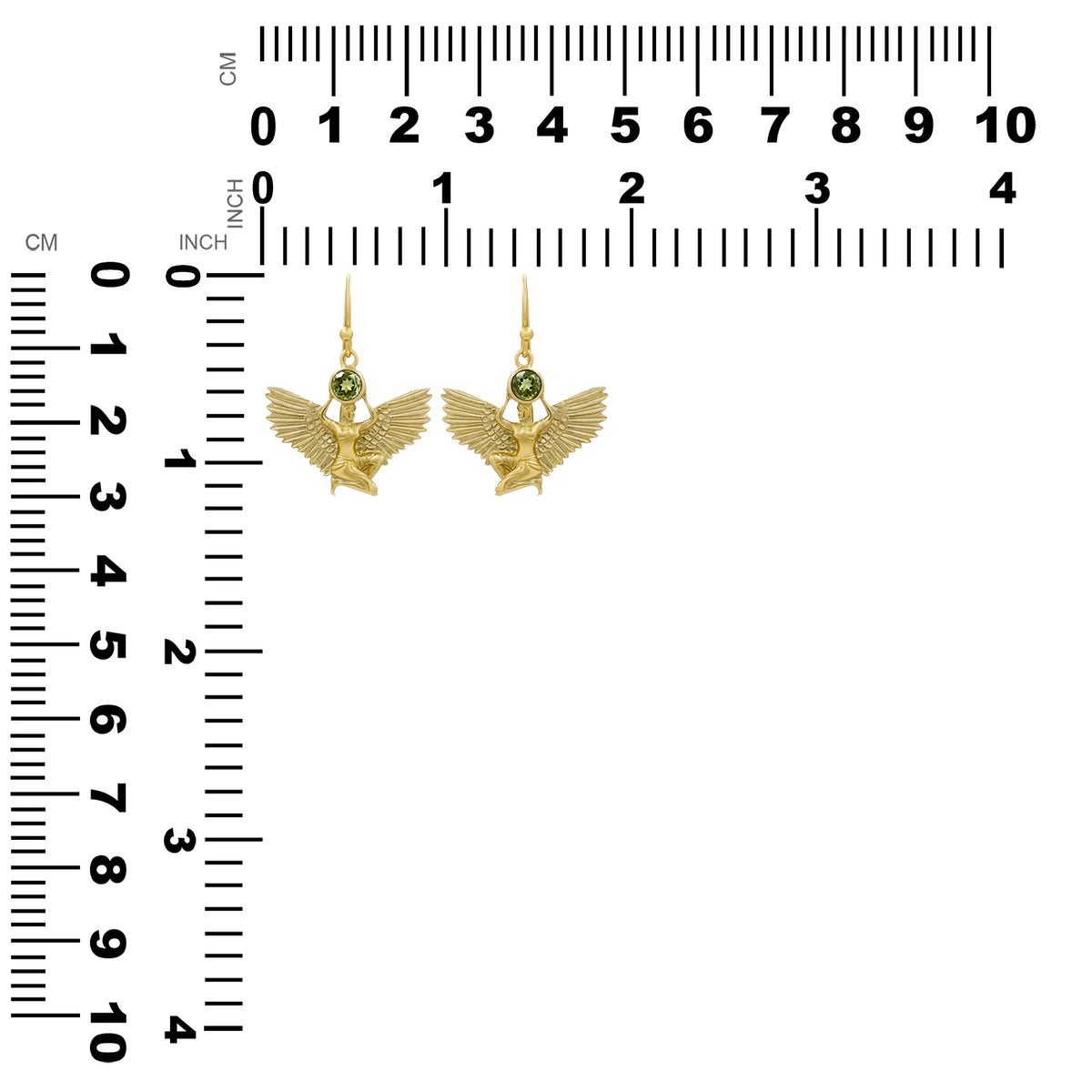 Starborn Faceted Peridot Isis Earring in Nordic Gold
