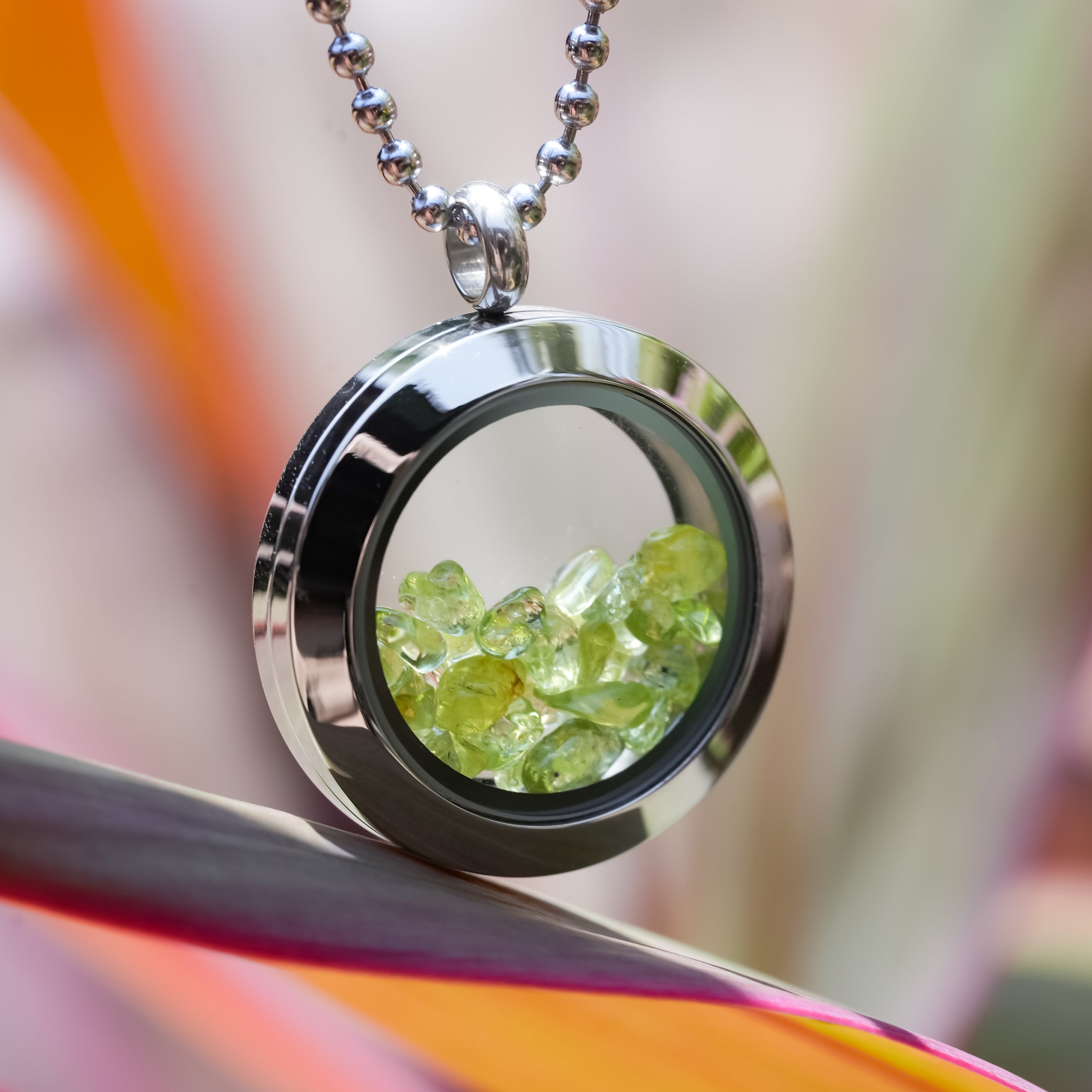 Starborn Gemstone Window Pendant Necklace in Stainless Steel