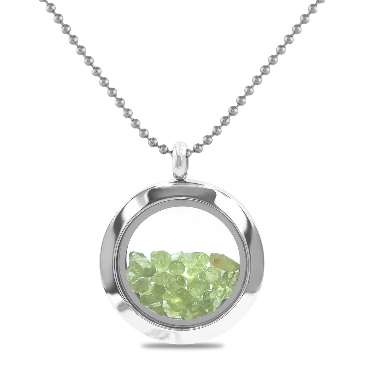 Starborn Peridot Window Pendant Necklace in Stainless Steel