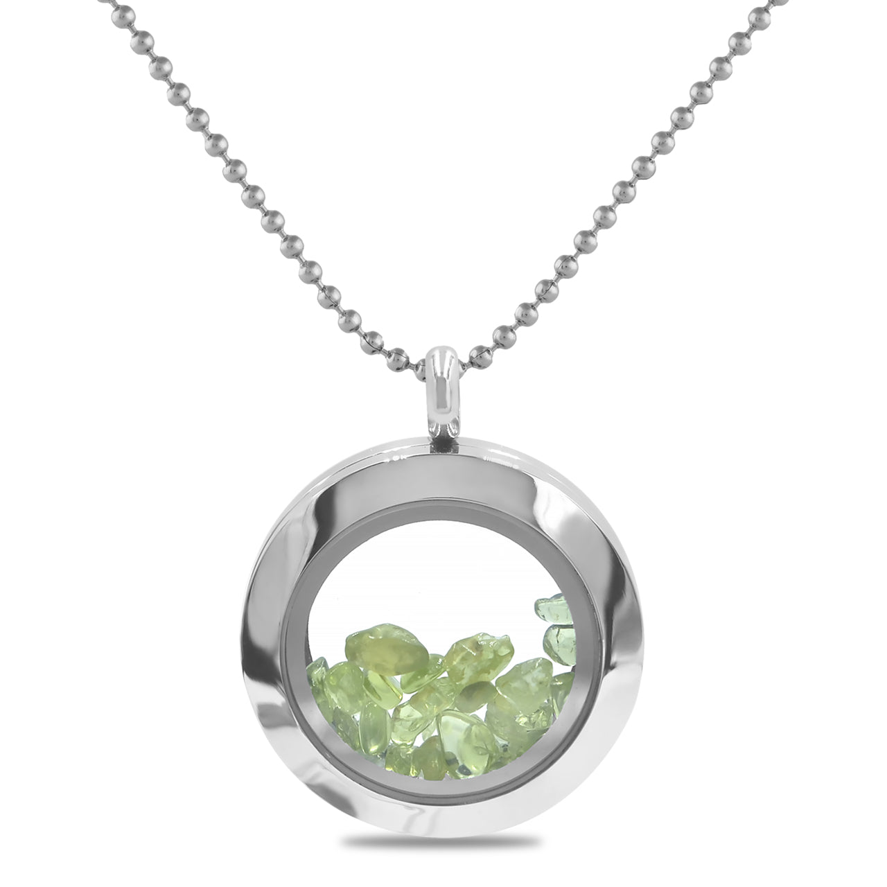 Starborn Peridot Window Pendant Necklace in Stainless Steel