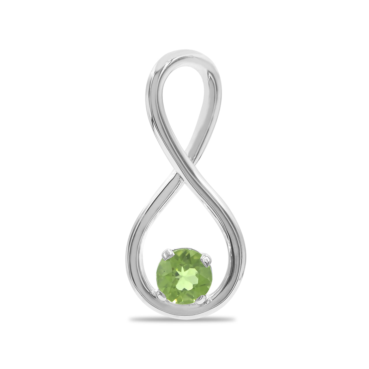Starborn Faceted Peridot Infinity Pendant in Fine Sterling Silver