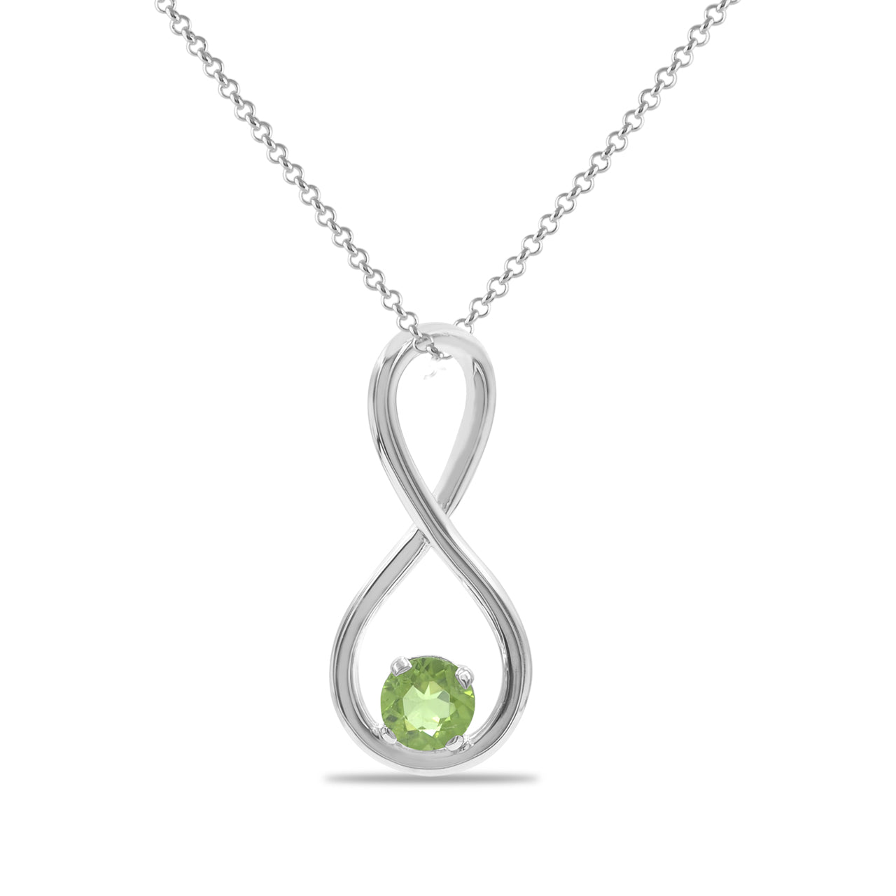 Starborn Faceted Peridot Infinity Pendant in Fine Sterling Silver
